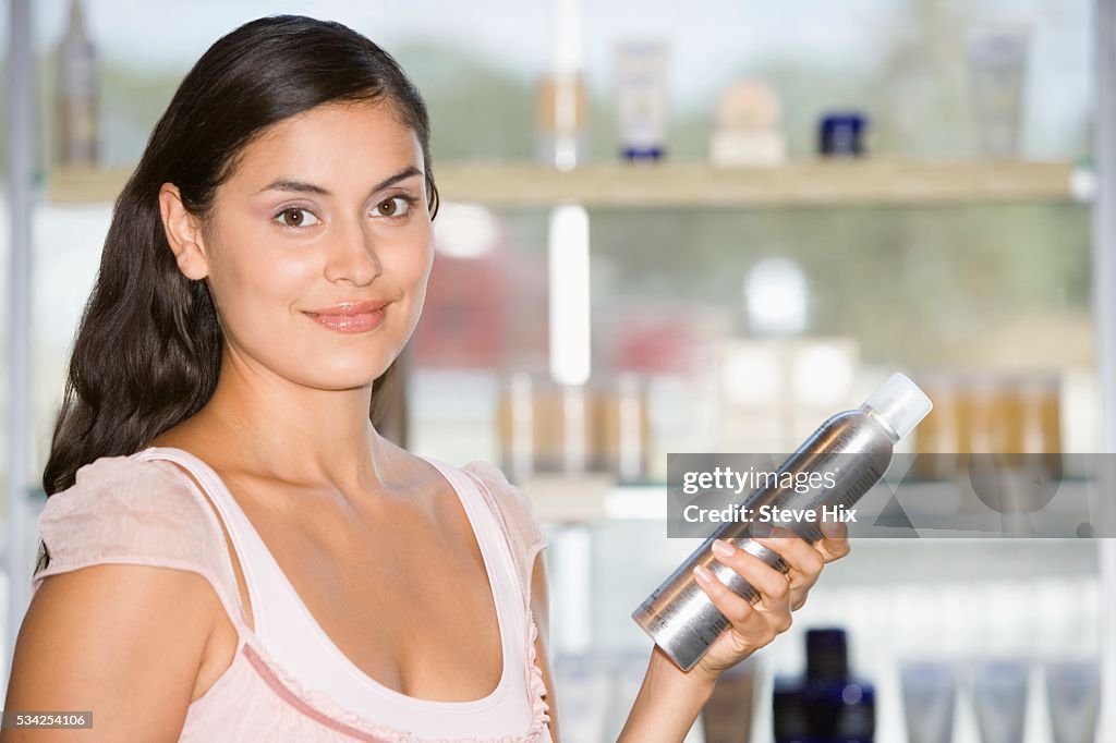 Woman Shopping for Hair Care Products