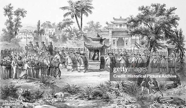 Lithograph Arrival of the Chinese Dignitaries to the Allies Camp at Tianjin