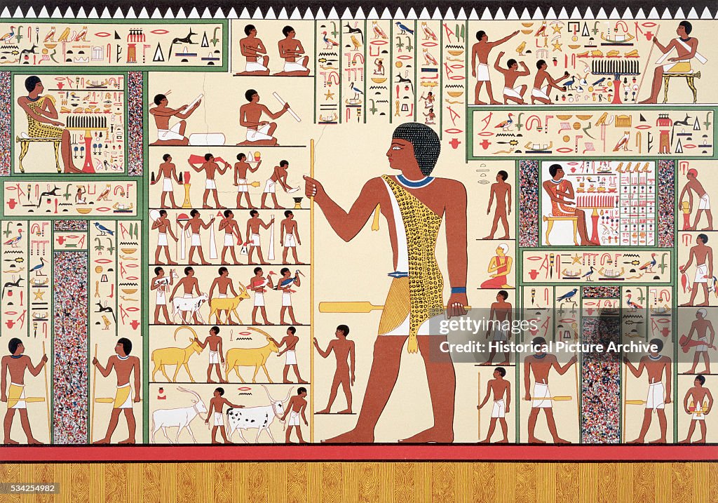 Wall Painting with Egyptian Hieroglyphics from Tomb 24, Giza