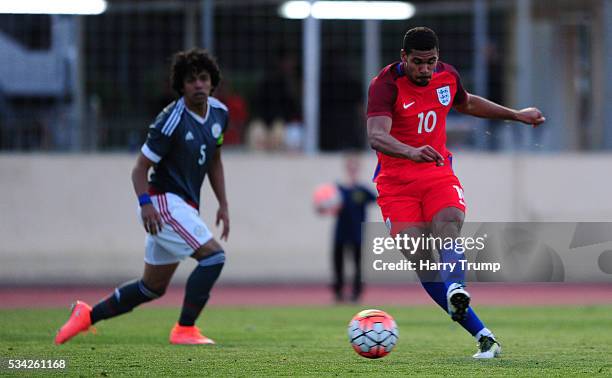 Ruben Loftus-Cheek of England scores his sides second goal during the Toulon Tournament match between Paraguay and England at Stade Antoinr Baptiste...