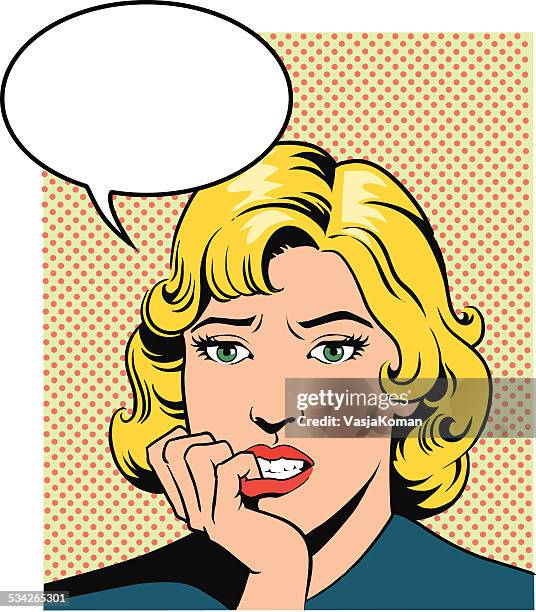 worried retro style woman - miscarriage stock illustrations