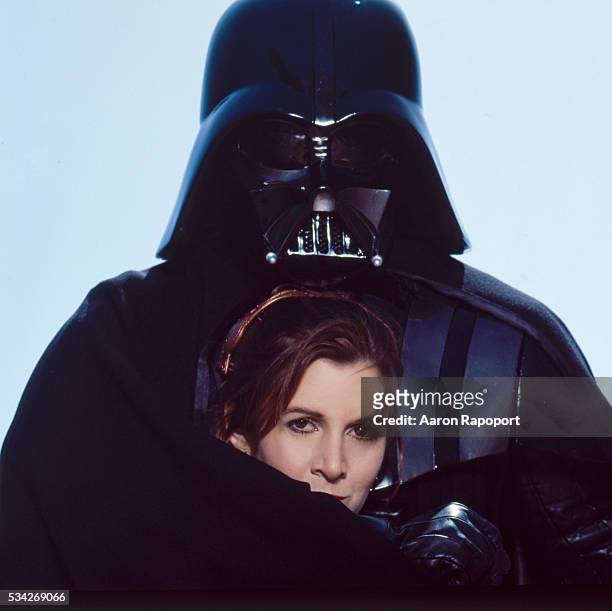 Darth Vadar and Princess Leia, on the beach in Northern California for Star Wars Rolling Stone Magazine in 1983.