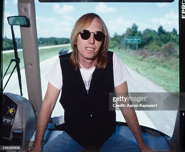 Tom Petty on the bus during his 1983 summer tour in Florida shot for Rolling Stone Magazine.