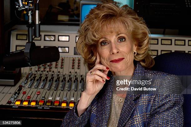 Radio talk show host Dr. Laura Schlessinger poses next to broadcasting equipment in a California radio studio. Dr. Laura's controversial show offers...