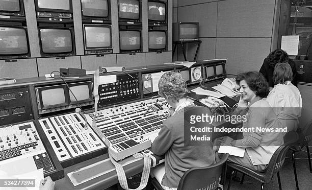 Production staff in RTE for the Daybreak LA programme, a Breakfast TV Special on the Olympics. Picture Liam Mulcahy 30/7/84 .