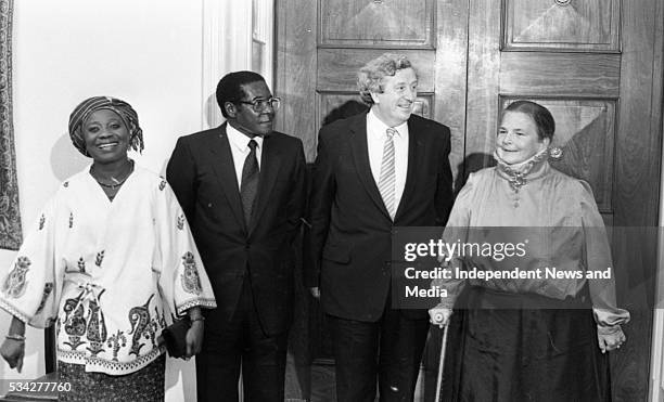 President of Zimbabwe Robert Mugabe, his wife Sally, former Taoiseach of Ireland Garrett Fitzgerald and his wife Joan at a State reception at Dublin...