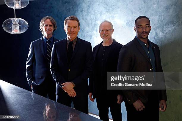 Anthony Mackie, Bryan Cranston, Jay Roach, Robert Schenkkan of 'All The Way' are photographed for Los Angeles Times on May 9, 2016 in Los Angeles,...