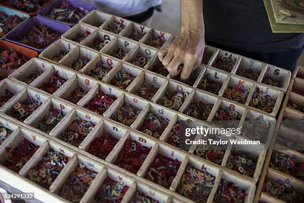 Tourists make crafts out of elephant dung paper at Elephant "PooPooPaper" Park on May 24, 2016 in Mae Rim, Thailand. Elephant "PooPooPaper" Park is...