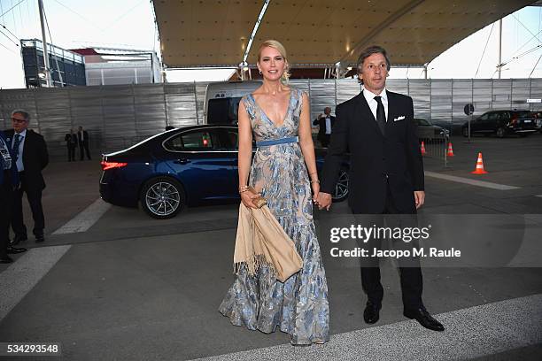 Valeria Mazza and Alejandro Gravier arrive at Bocelli and Zanetti Night on May 25, 2016 in Rho, Italy.