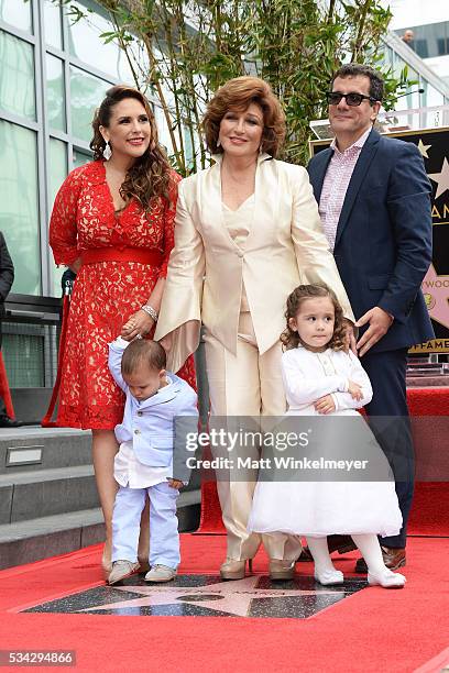 Actress Angelica Vale, Daniel Padron, singer Angelica Maria, Angelica Padron, and Otto Padron attend a ceremony honoring Angelica Maria with a Star...