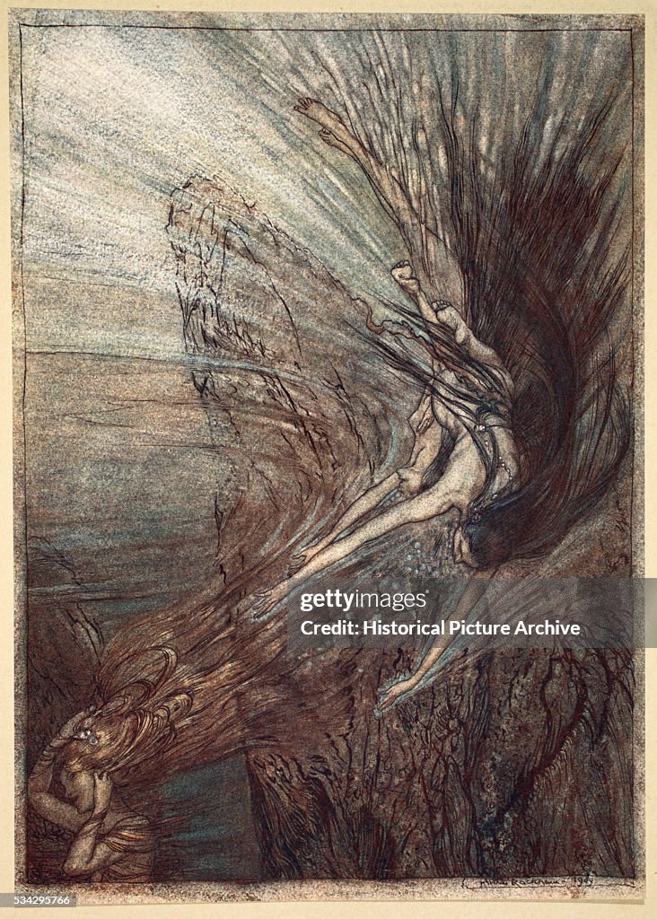 The frolic of the Rhine-Maidens by Arthur Rackham