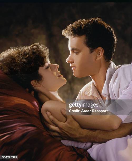 Rita Wilson and Tom Hanks during the filming of "Volunteers"