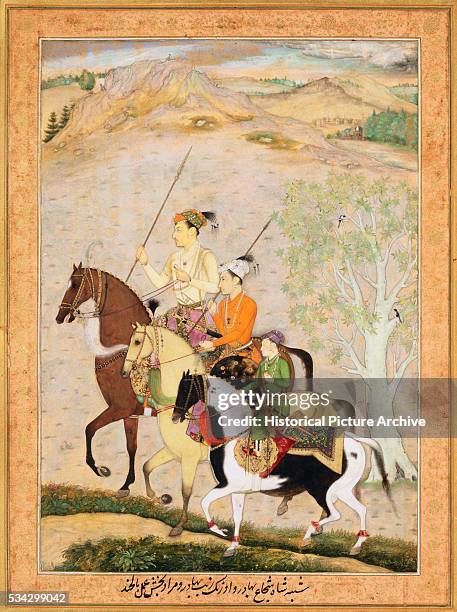 Mughal Miniature Painting Depicting the Three Sons of Emperor Shah Jahan by Balchand