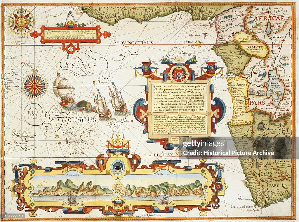Map of Western Africa by Arnold Florent van Langren after Jan Huygen van Linschoten