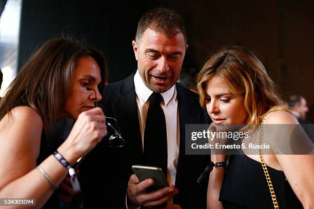 Guest, Antonio Rossi and Elisabetta Pellini attend Bocelli and Zanetti Night on May 25, 2016 in Rho, Italy.