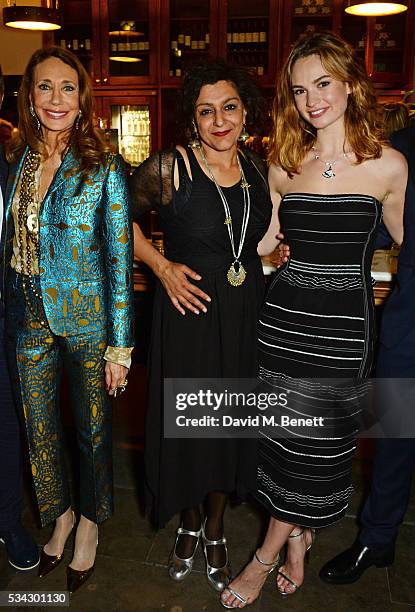 Marisa Berenson, Meera Syal and Lily James attend the press night after party for The Kenneth Branagh Theatre Company's "Romeo And Juliet" at The The...