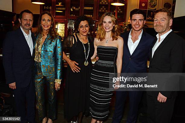 Rob Ashford, Marisa Berenson, Meera Syal, Lily James, Richard Madden and Sir Kenneth Branagh attend the press night after party for The Kenneth...