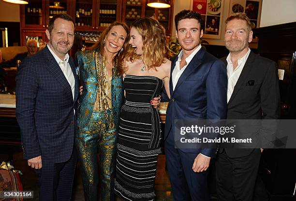 Rob Ashford, Marisa Berenson, Lily James, Richard Madden and Sir Kenneth Branagh attend the press night after party for The Kenneth Branagh Theatre...