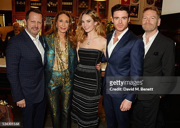 Rob Ashford, Marisa Berenson, Lily James, Richard Madden and Sir Kenneth Branagh attend the press night after party for The Kenneth Branagh Theatre...