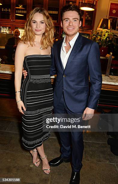 Lily James and Richard Madden attend the press night after party for The Kenneth Branagh Theatre Company's "Romeo And Juliet" at The The National...