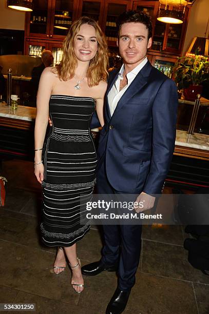 Lily James and Richard Madden attend the press night after party for The Kenneth Branagh Theatre Company's "Romeo And Juliet" at The The National...