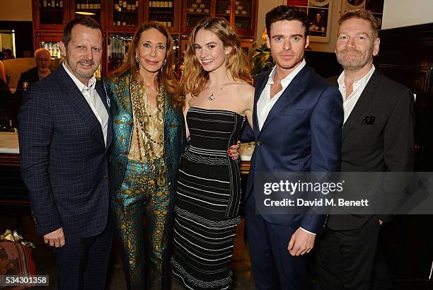 Rob Ashford, Marisa Berenson, Lily James, Richard Madden and Sir Kenneth Branagh attend the press night after party for The Kenneth Branagh Theatre...