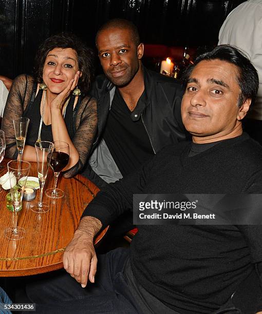 Meera Syal, Adrian Lester and Sanjeev Bhaskar attend the press night after party for The Kenneth Branagh Theatre Company's "Romeo And Juliet" at The...