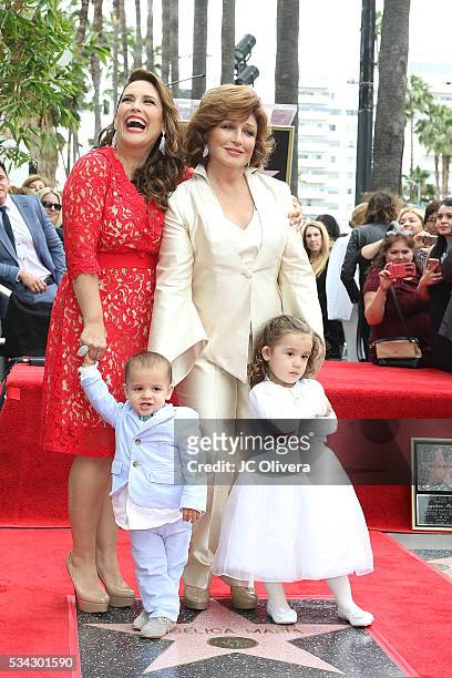 Actress Angelica Vale, singer Angelica Maria, Angelica Padron, and Otto Padron attend a ceremony honoring Angelica Maria with a Star on The Hollywood...