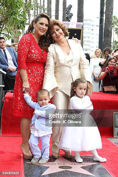 Actress Angelica Vale, singer Angelica Maria, Angelica Padron, and Otto Padron attend a ceremony honoring Angelica Maria with a Star on The Hollywood...