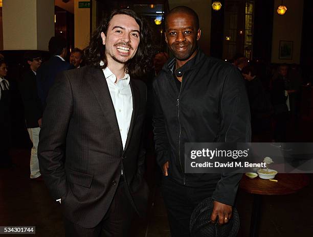 Ryan Gage and Adrian Lester attend the press night after party for The Kenneth Branagh Theatre Company's "Romeo And Juliet" at The The National Cafe...