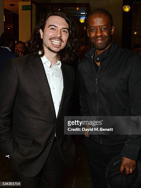 Ryan Gage and Adrian Lester attend the press night after party for The Kenneth Branagh Theatre Company's "Romeo And Juliet" at The The National Cafe...