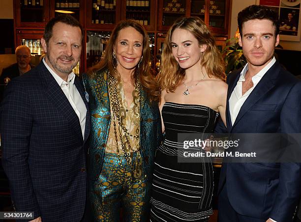 Rob Ashford, Marisa Berenson, Lily James and Richard Madden attend the press night after party for The Kenneth Branagh Theatre Company's "Romeo And...