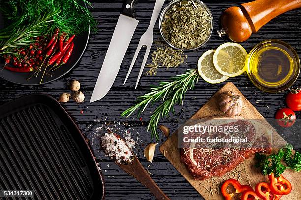 beef steak fillet - herbs and spices stock pictures, royalty-free photos & images