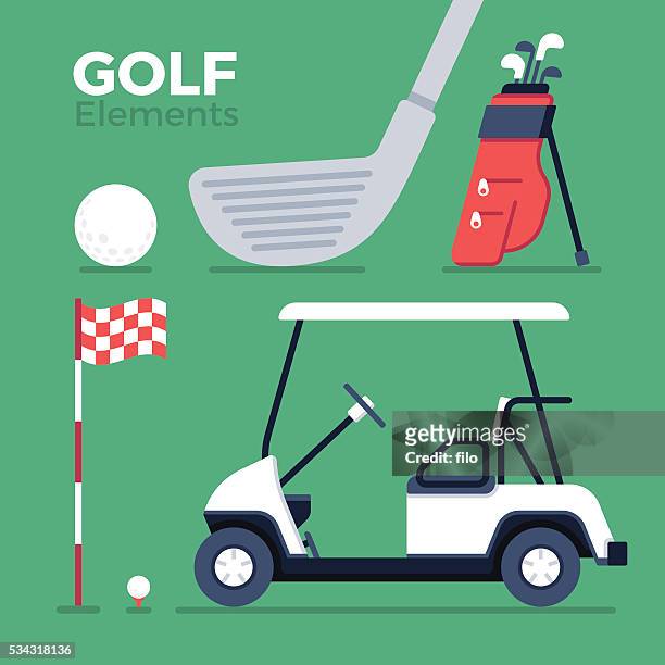 golf elements and symbols - green golf course 幅插畫檔、美工圖案、卡通及圖標