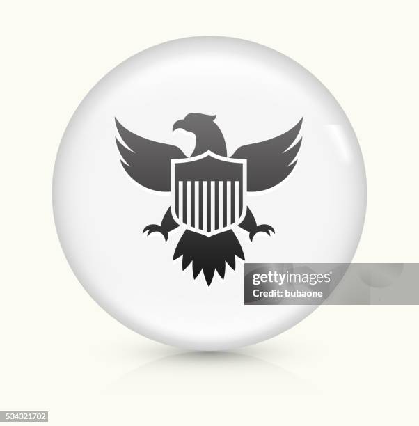american eagle and shield icon on white round vector button - bald eagle stock illustrations