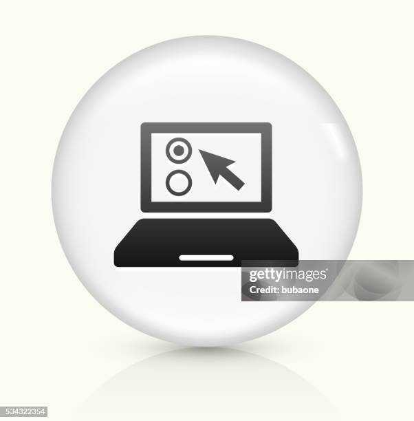laptop icon on white round vector button - multiple reflections stock illustrations