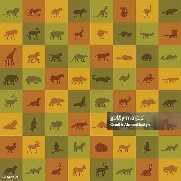 wilde tiere icon-set - hyena stock-grafiken, -clipart, -cartoons und -symbole