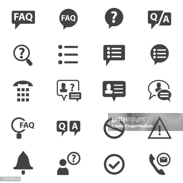 faq icons set - answering stock illustrations