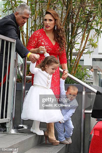 Recording artist/actress Angelica Vale and her children Angelica Padron and Otto Padron attend a ceremony honoring Angelica Maria with a Star on The...
