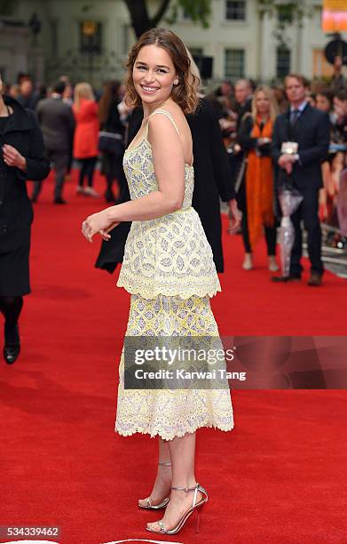 Emilia Clarke attends the European film premiere "Me Before You" at The Curzon Mayfair on May 25, 2016 in London, England.