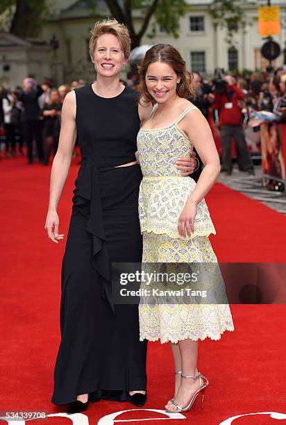 Director Thea Sharrock and Emilia Clarke attend the European film premiere "Me Before You" at The Curzon Mayfair on May 25, 2016 in London, England.