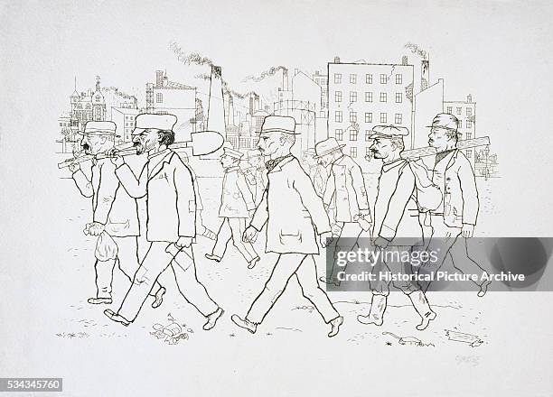 Lithograph of Industrial Workers from In the Shadows by George Grosz