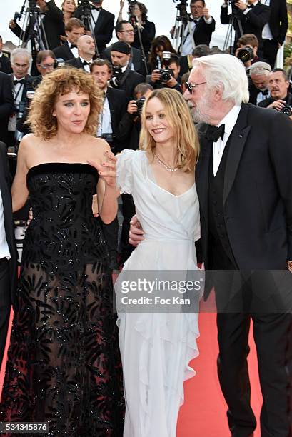 Valeria Golino, Vanessa Paradis and Donald Sutherland attend 'The Last Face' Premiere during the 69th annual Cannes Film Festival at the Palais des...