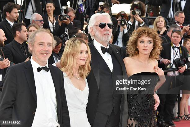 Arnaud Desplechin;Vanessa Paradis;Donald Sutherland;Valeria Golino attend 'The Last Face' Premiere during the 69th annual Cannes Film Festival at the...