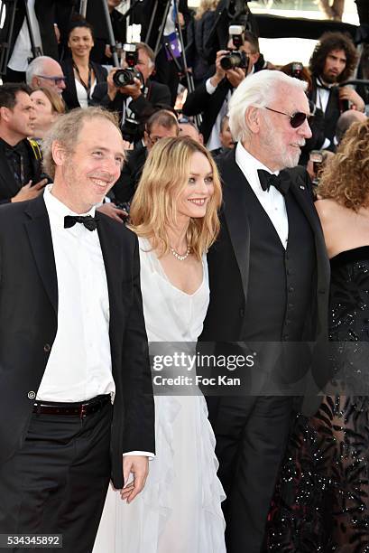 Arnaud Desplechin;Vanessa Paradis;Donald Sutherland;Valeria Golino attend 'The Last Face' Premiere during the 69th annual Cannes Film Festival at the...