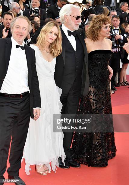 Arnaud Desplechin;Vanessa Paradis;Donald Sutherland;Valeria Golino attend 'The Last Face' Premiere during the 69th annual Cannes Film Festival at the...