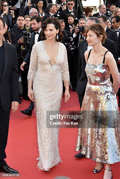 Juliette Binoche and Albane Rohrwacher attend 'The Last Face' Premiere during the 69th annual Cannes Film Festival at the Palais des Festivals on May...