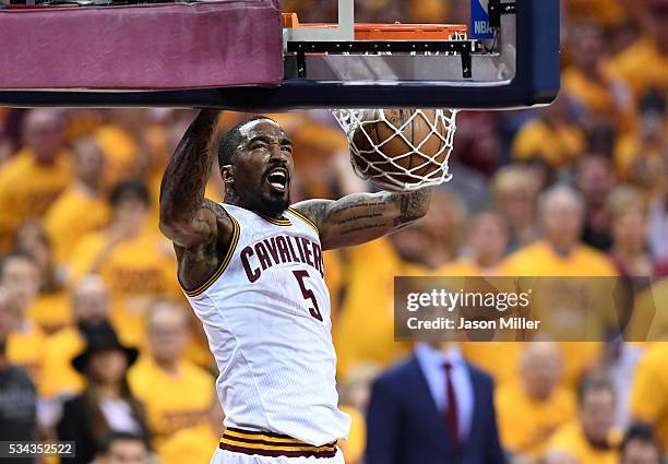 Smith of the Cleveland Cavaliers goes up for a dunk in the first quarter against the Toronto Raptors in game five of the Eastern Conference Finals...