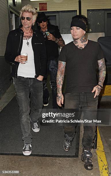 James Michael, Nikki Sixx and DJ Ashba of Sixx:A.M. Are seen on May 25, 2016 in New York City.