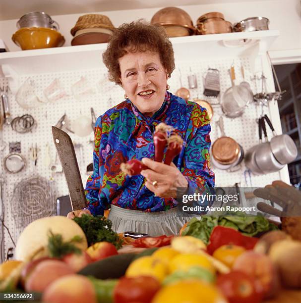 Julia Child in her kitchen